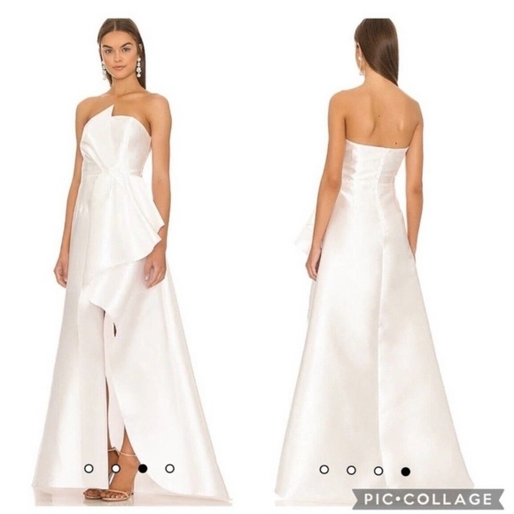 Elliatt White and Green Strapless Prom Dress - Picture 6 of 9